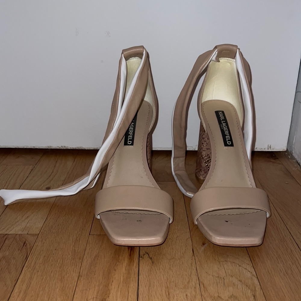 Karl Lagerfeld nude sandal heels